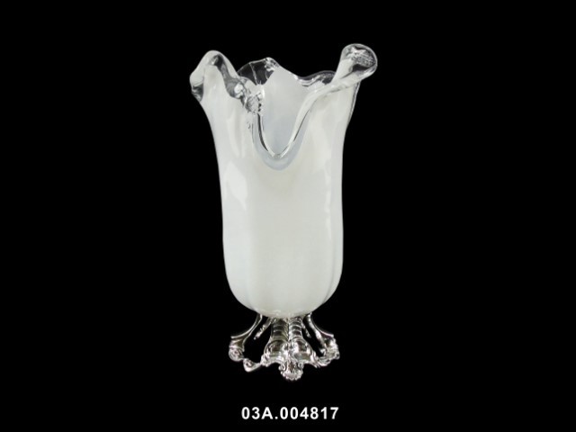 Jarrón "ORTENZIA" color blanco leite 40 cm tipo murano · vidrio