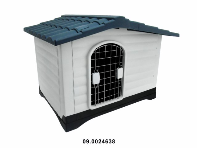 Caseta con puerta para perro color gris 68 × 91 × 66 cm · plástico