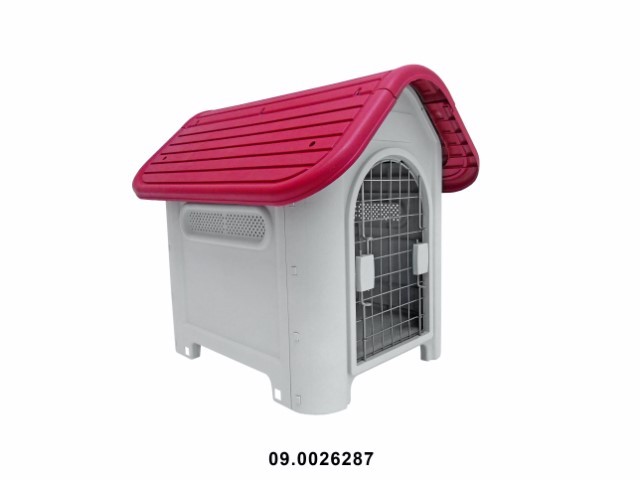 Caseta con puerta para perro roja 75 × 59 × 66 cm · plástico