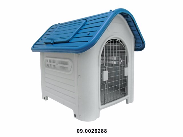 Caseta con puerta para perro color azul 87 × 72 × 75 cm · plástico