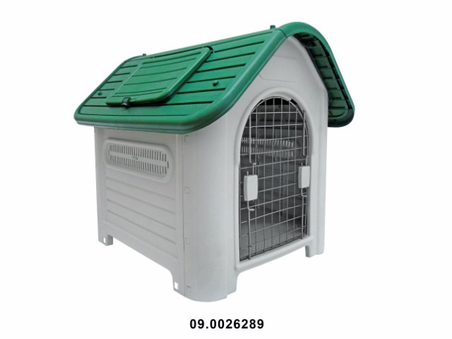 Caseta con puerta para perro color verde 87 × 72 × 75 cm · plástico