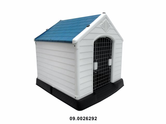 Caseta con puerta para perro color azul 87 × 78 × 81 cm · plástico