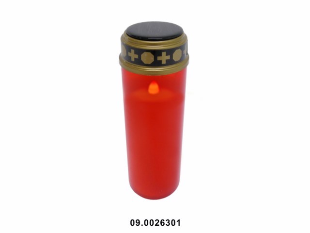 Cirio LED redondo color rojo "SOLENE" solar 7 × 21 cm