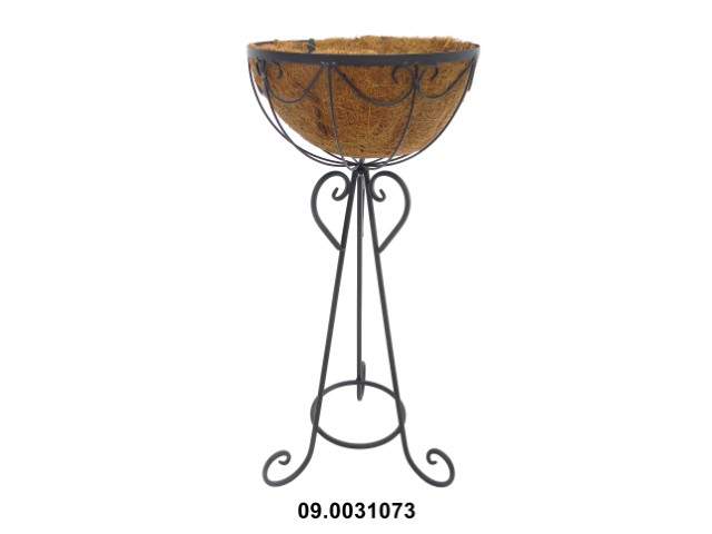 Soporte para 1 macetero 30 × 30 × 66 cm · metal y lámina de coco