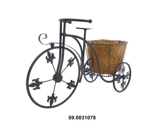 Soporte bicicleta para 1 macetero 50 × 21 × 34 cm · metal y lámina de coco