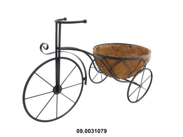 Soporte bicicleta para 1 macetero 66 × 30 × 41 cm · metal y lámina de coco