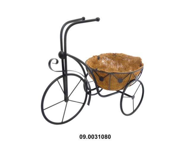 Soporte bicicleta para 1 macetero 48 × 26 × 40 cm · metal y lámina de coco