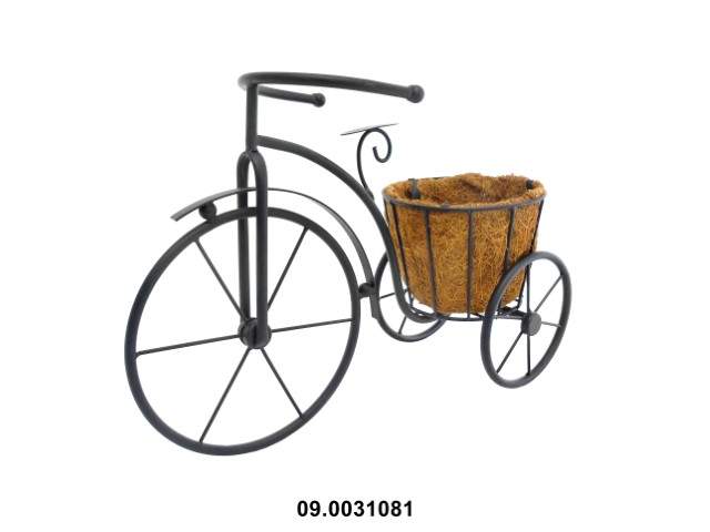 Soporte bicicleta para 1 macetero 40 × 15 × 30 cm · metal y lámina de coco