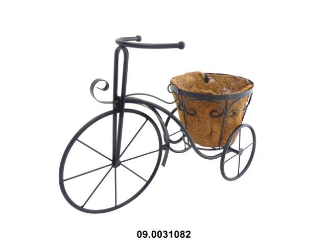 Soporte bicicleta para 1 macetero 50 × 22 × 37 cm · metal y lámina de coco