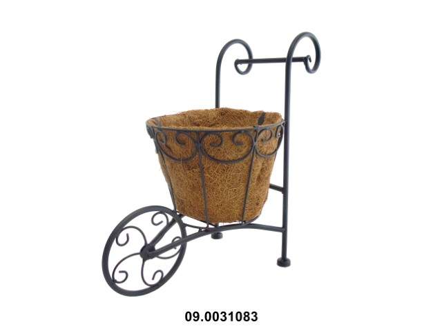 Soporte bicicleta para 1 macetero 36 × 21 × 37 cm · metal y lámina de coco