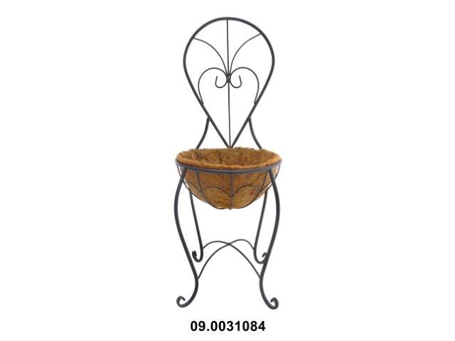 Soporte silla para 1 macetero 27 × 27 × 71 cm · metal y lámina de coco