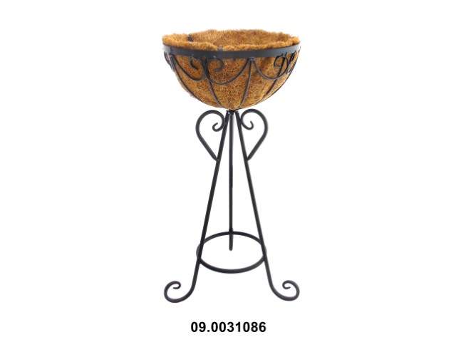 Soporte para 1 macetero 25 × 25 × 54 cm · metal y lámina de coco