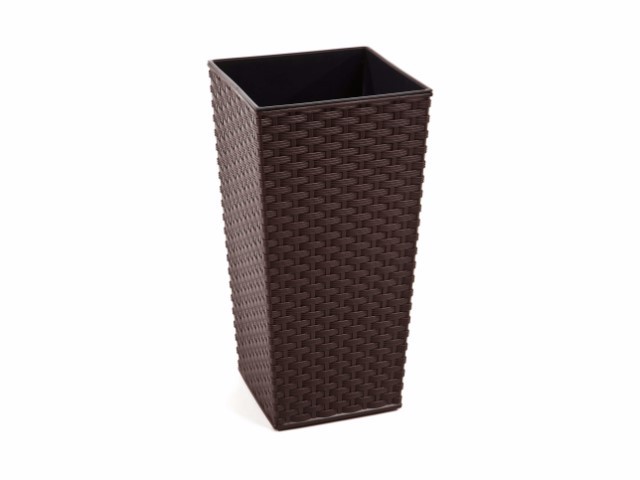 Maceta "RATTAN" color café 30 × 30 × 57 cm · plástico