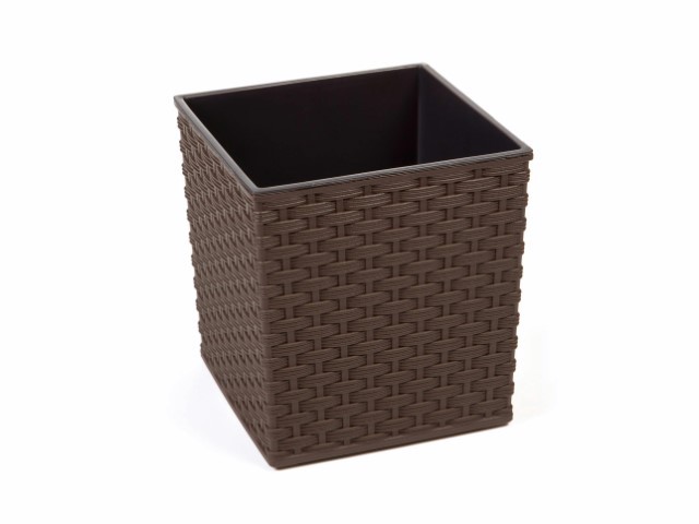Maceta "RATTAN" color café 40 × 40 × 41 cm · plástico