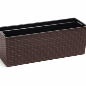 Jardinera "RATTAN" color café 19 × 56 × 19 cm · plástico