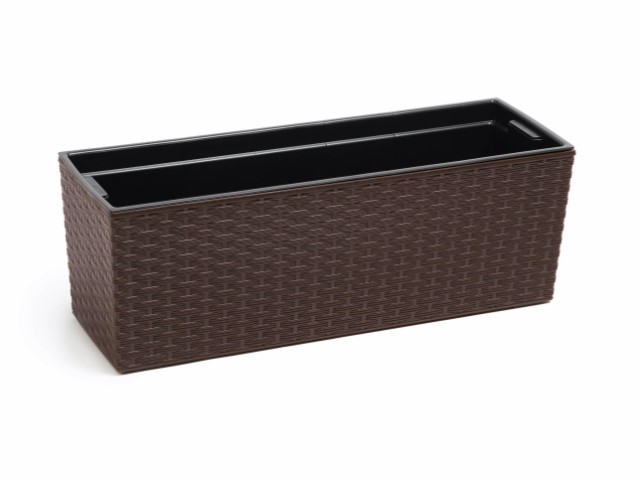 Jardinera "RATTAN" color café 19 × 56 × 19 cm · plástico