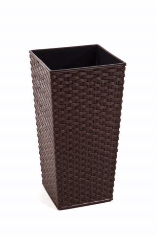Maceta "RATTAN" color café 40 × 40 × 75 cm · plástico