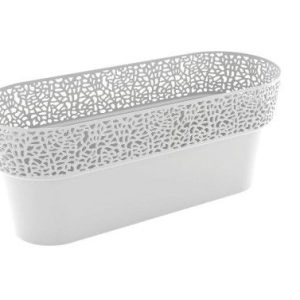 Maceta "ROSA OVAL" color gris claro 38 × 12 × 13 cm · plástico