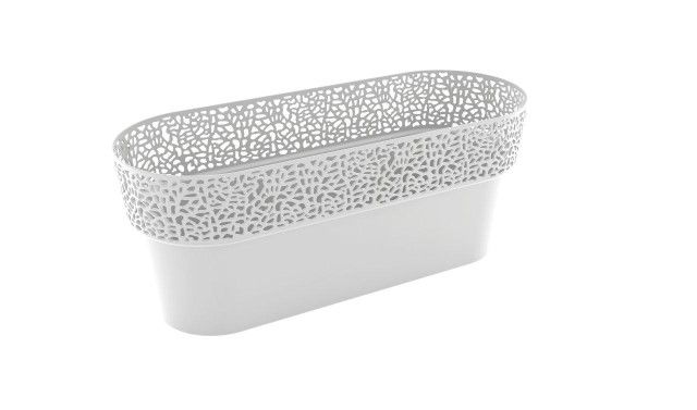 Maceta "ROSA OVAL" color gris claro 38 × 12 × 13 cm · plástico