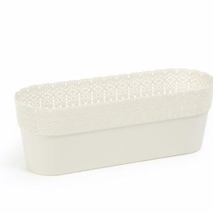 Maceta "BELLA OVAL" color crema 38 × 12 × 13 cm · plástico