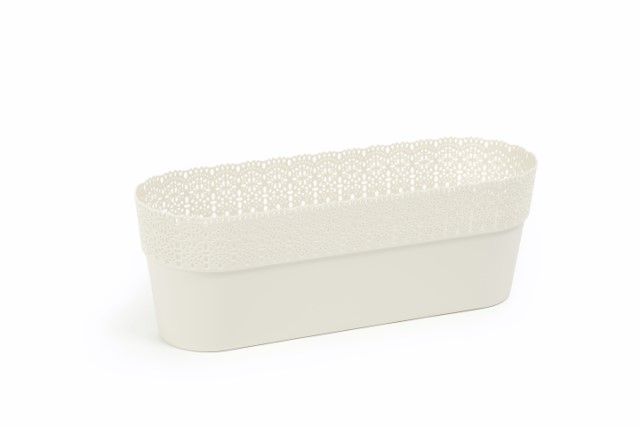 Maceta "BELLA OVAL" color crema 38 × 12 × 13 cm · plástico