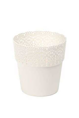 Maceta "BELLA" color crema 12 × 12 cm · plástico