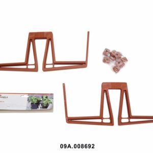 Soporte jardinera doble "LOBELIA" color terracota 39 × 15 × 5 cm · plástico