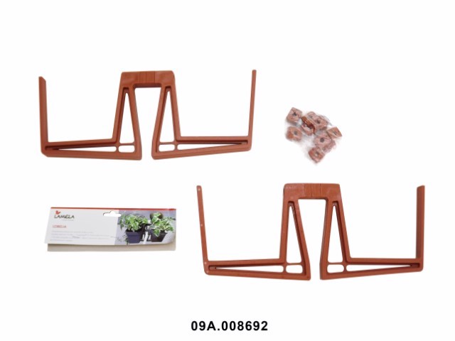 Soporte jardinera doble "LOBELIA" color terracota 39 × 15 × 5 cm · plástico
