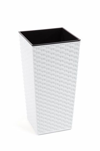 Maceta "RATTAN" color blanco 30 × 30 × 57 cm · plástico