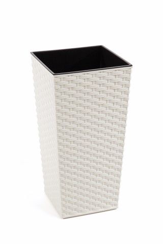 Maceta "RATTAN" color crema 30 × 30 × 57 cm · plástico