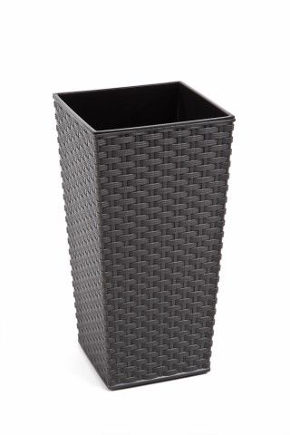 Maceta "RATTAN" color grafito 40 × 40 × 75 cm · plástico