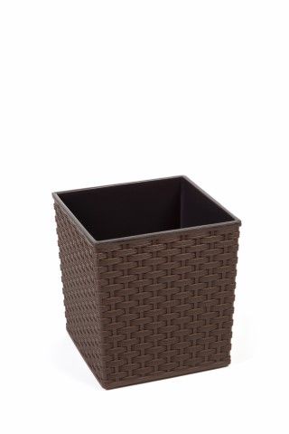 Maceta "RATTAN" color café 19 × 19 × 19 cm · plástico