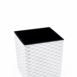 Maceta "RATTAN" color blanco 25 × 25 × 26 cm · plástico