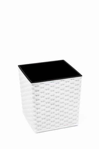 Maceta "RATTAN" color blanco 25 × 25 × 26 cm · plástico