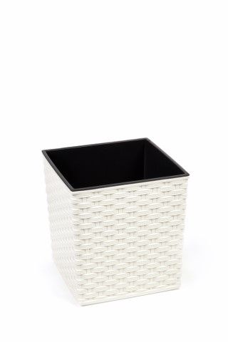 Maceta "RATTAN" color crema 40 × 40 × 41 cm · plástico