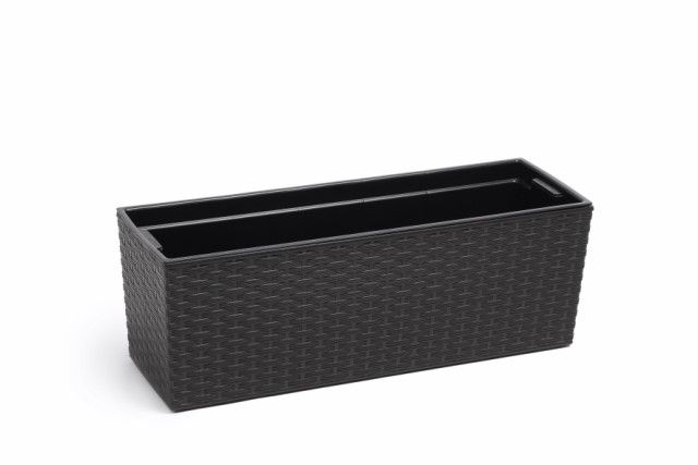 Jardinera "RATTAN" color negro 19 × 56 × 19 cm · plástico