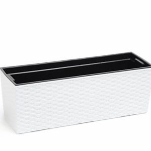 Jardinera "RATTAN" color blanco 19 × 56 × 19 cm · plástico