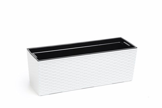 Jardinera "RATTAN" color blanco 19 × 56 × 19 cm · plástico