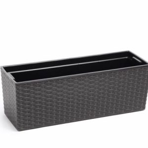 Jardinera "RATTAN" color grafito 19 × 56 × 19 cm · plástico