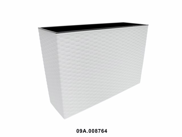Jardinera "RATTAN" color blanco 19 × 56 × 36 cm · plástico
