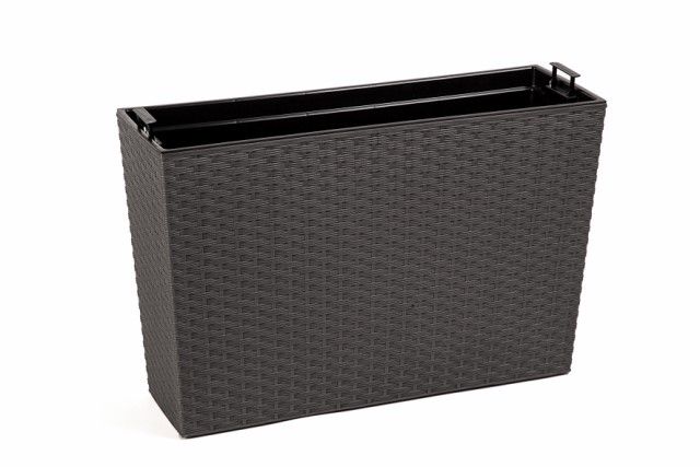 Jardinera "RATTAN" color grafito 19 × 56 × 36 cm · plástico