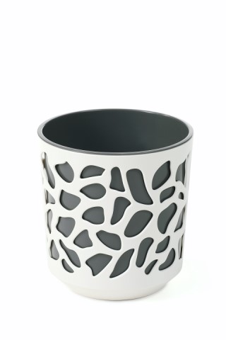 Maceta "DUET" color blanco+gris 19 × 20 cm · plástico