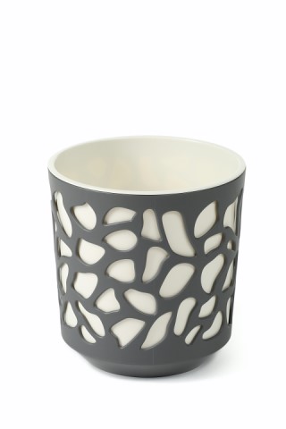 Maceta "DUET" color gris+blanco 25 × 27 cm · plástico