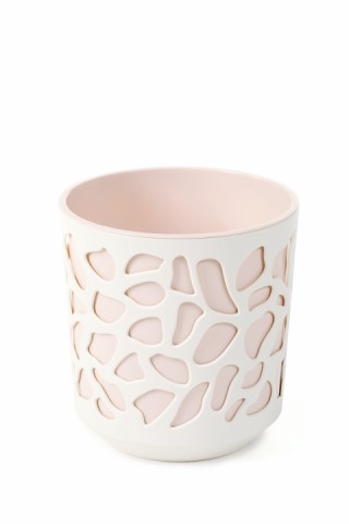 Maceta "DUET" color blanco+rosa 25 × 27 cm · plástico