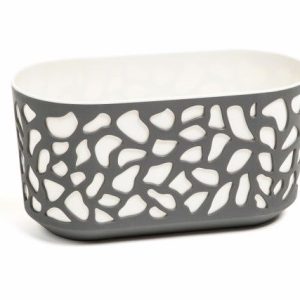 Jardinera "DUET" color gris+blanco 40 × 19 × 20 cm · plástico