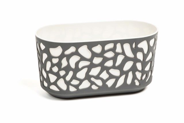 Jardinera "DUET" color gris+blanco 40 × 19 × 20 cm · plástico