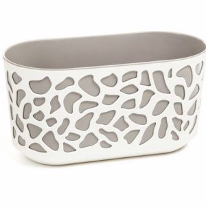 Jardinera "DUET" color blanco+cappuccino 40 × 19 × 20 cm · plástico