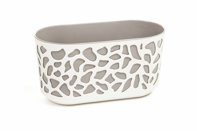 Jardinera "DUET" color blanco+cappuccino 40 × 19 × 20 cm · plástico