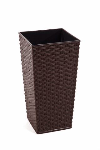 Maceta "RATTAN" color café 35 × 35 × 68 cm · plástico