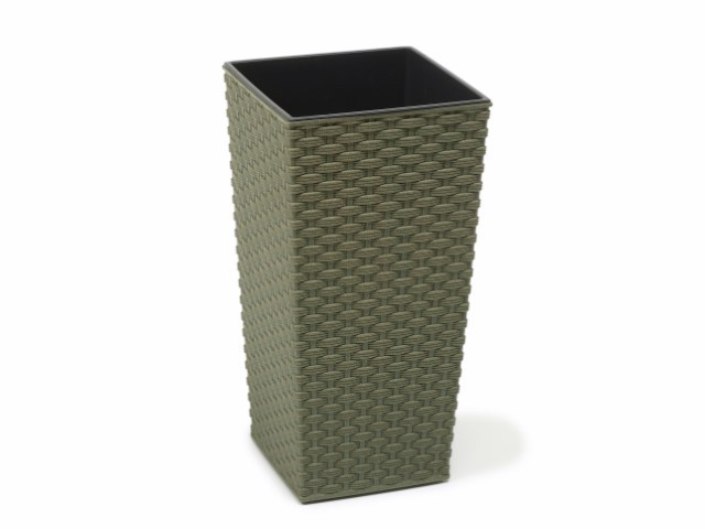 Maceta "RATTAN ECO" color verde oscuro 19 × 19 cm · plástico